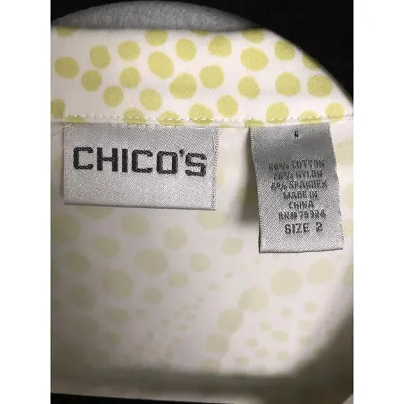 Chico's Lightweight Jacket Women's Size 2 (L/12) Full Zip Polka Dot - Picture 2 of 6